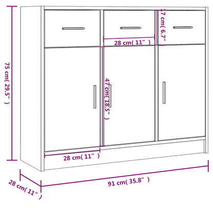 Dressoir 91X28X75 Cm Bewerkt Hout Betongrijs