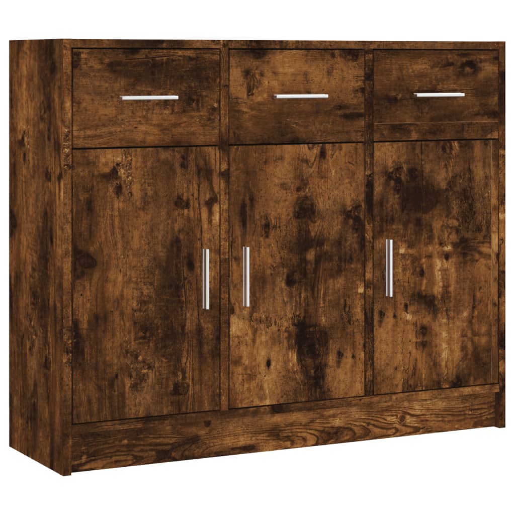 Dressoir 91X28X75 Cm Bewerkt Hout Gerookt Eikenkleurig
