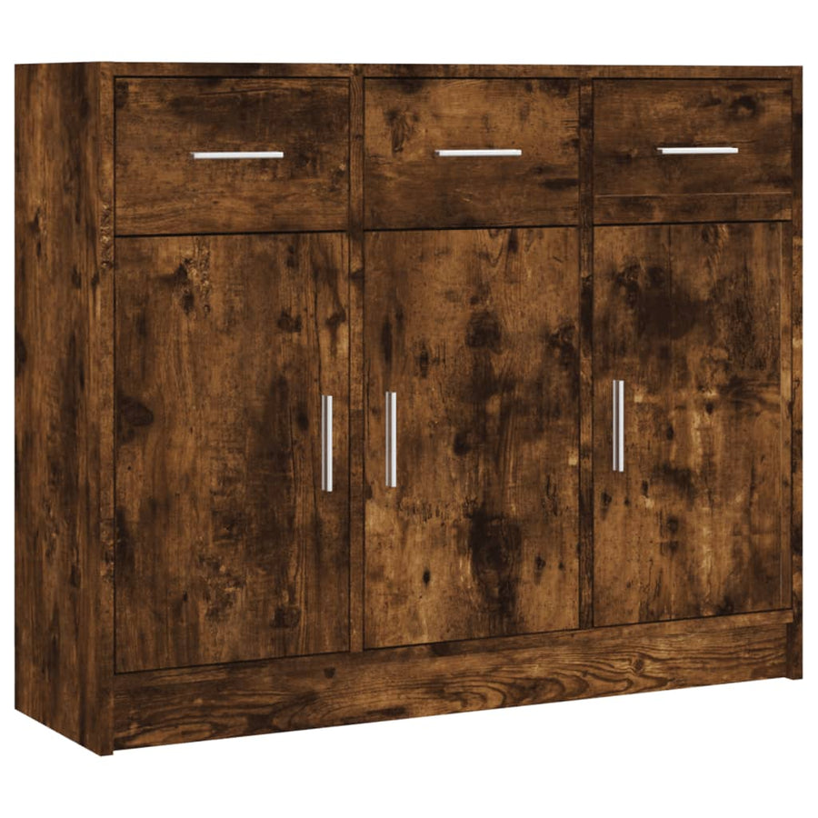 Dressoir 91X28X75 Cm Bewerkt Hout Gerookt Eikenkleurig