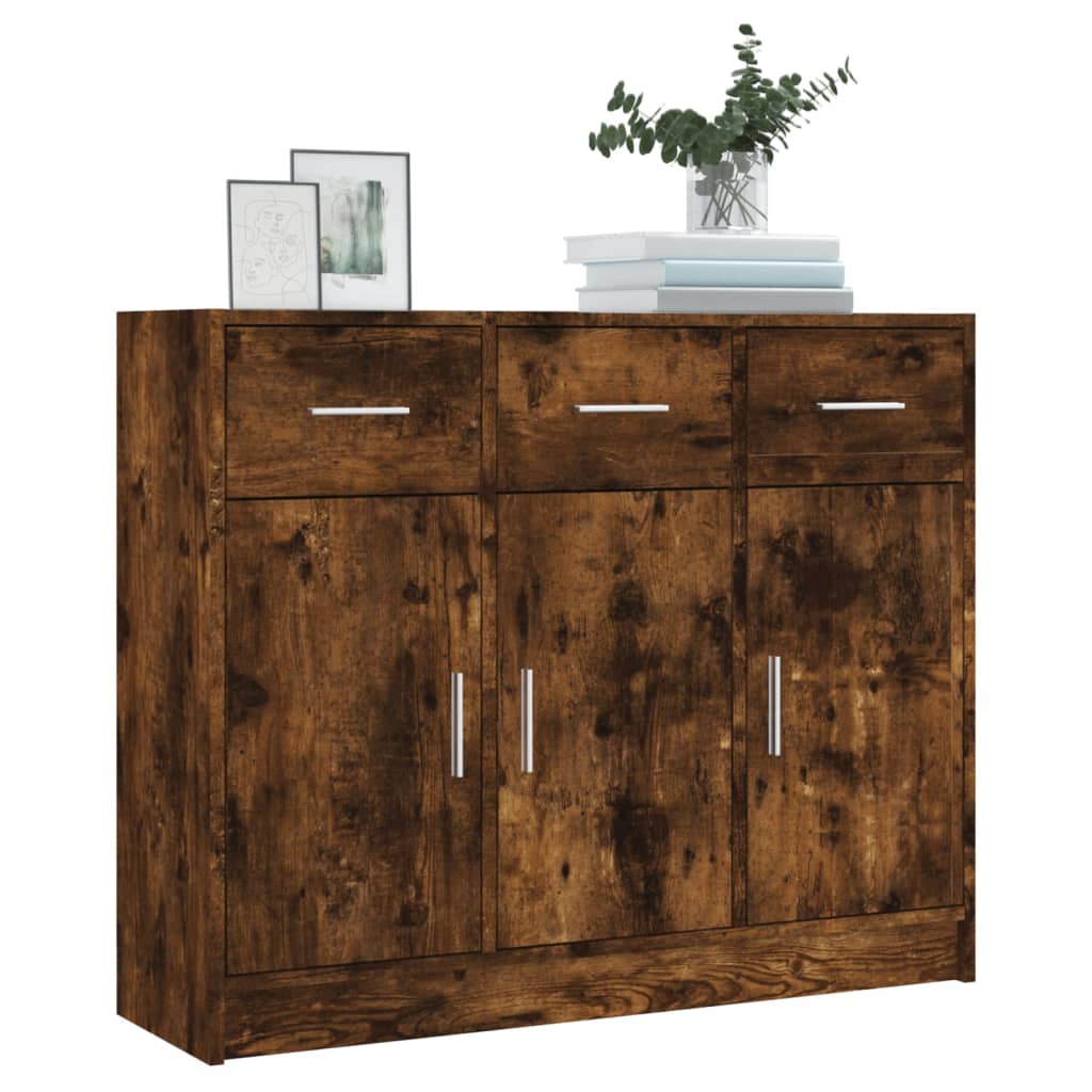 Dressoir 91X28X75 Cm Bewerkt Hout Gerookt Eikenkleurig