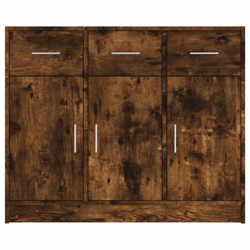 Dressoir 91X28X75 Cm Bewerkt Hout Gerookt Eikenkleurig
