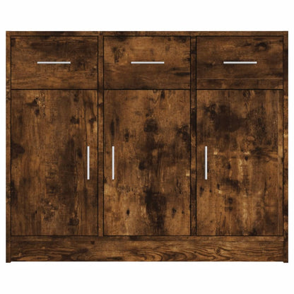 Dressoir 91X28X75 Cm Bewerkt Hout Gerookt Eikenkleurig