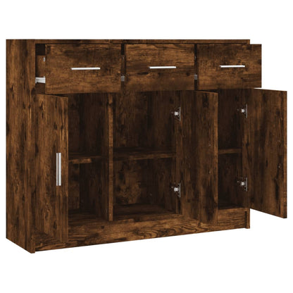 Dressoir 91X28X75 Cm Bewerkt Hout Gerookt Eikenkleurig