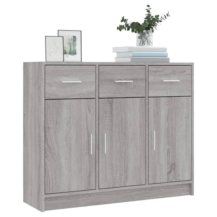 Dressoir 91X28X75 Cm Bewerkt Hout Grijs Sonoma Eikenkleurig