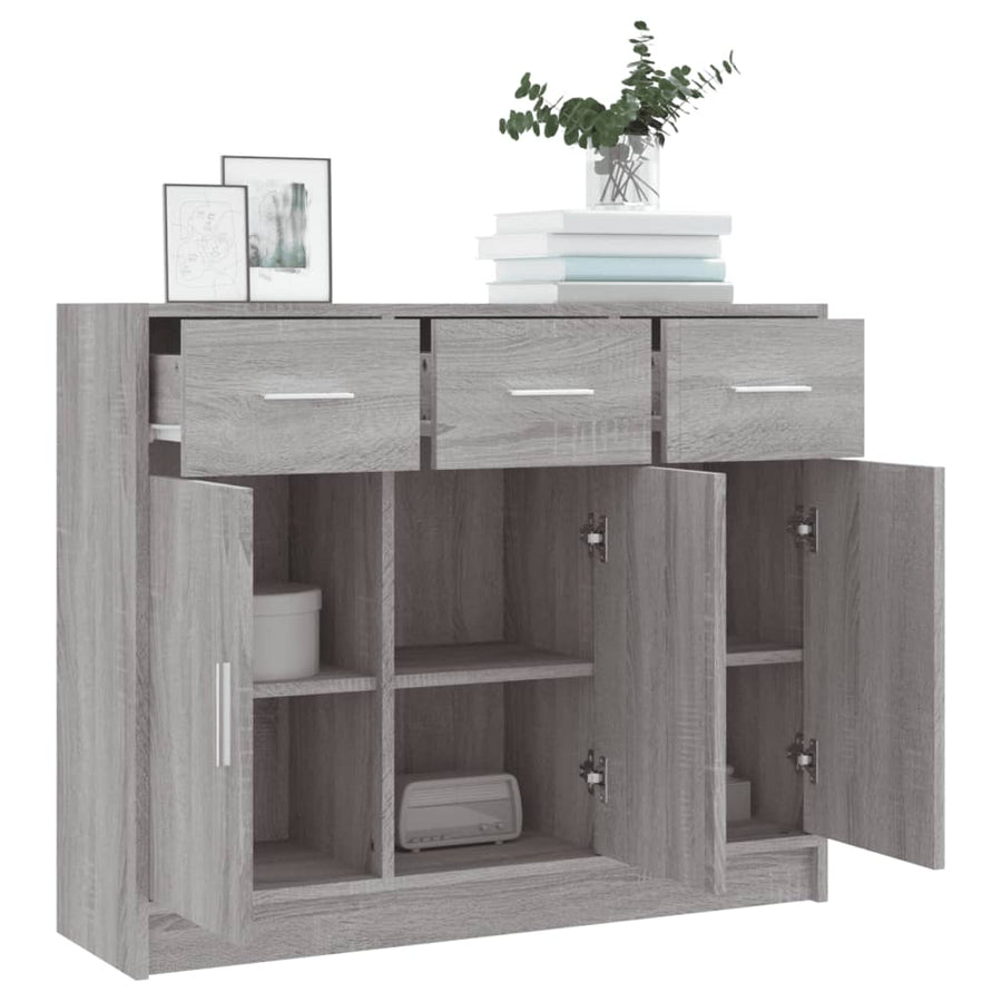 Dressoir 91X28X75 Cm Bewerkt Hout Grijs Sonoma Eikenkleurig
