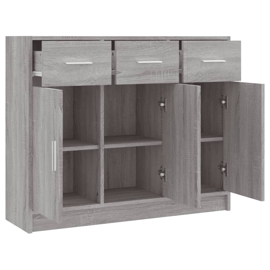 Dressoir 91X28X75 Cm Bewerkt Hout Grijs Sonoma Eikenkleurig