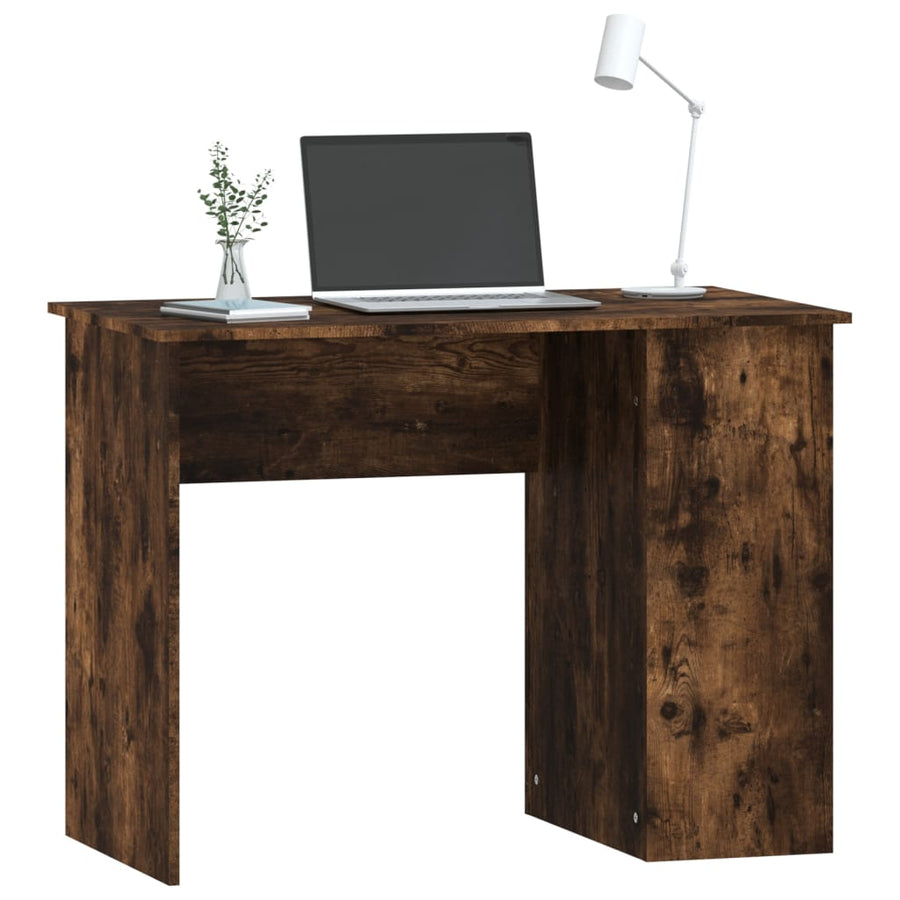 Bureau 100X55X75 Cm Bewerkt Hout Kleurig Gerookt eiken