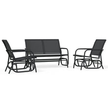 3-delige Loungeset schommel aluminium textileen zwart