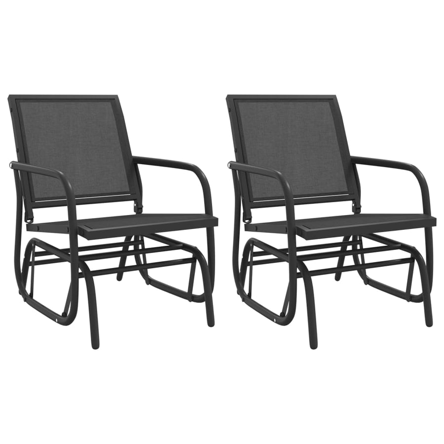 3-delige Loungeset schommel aluminium textileen zwart