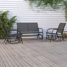 3-delige Loungeset schommel aluminium textileen zwart