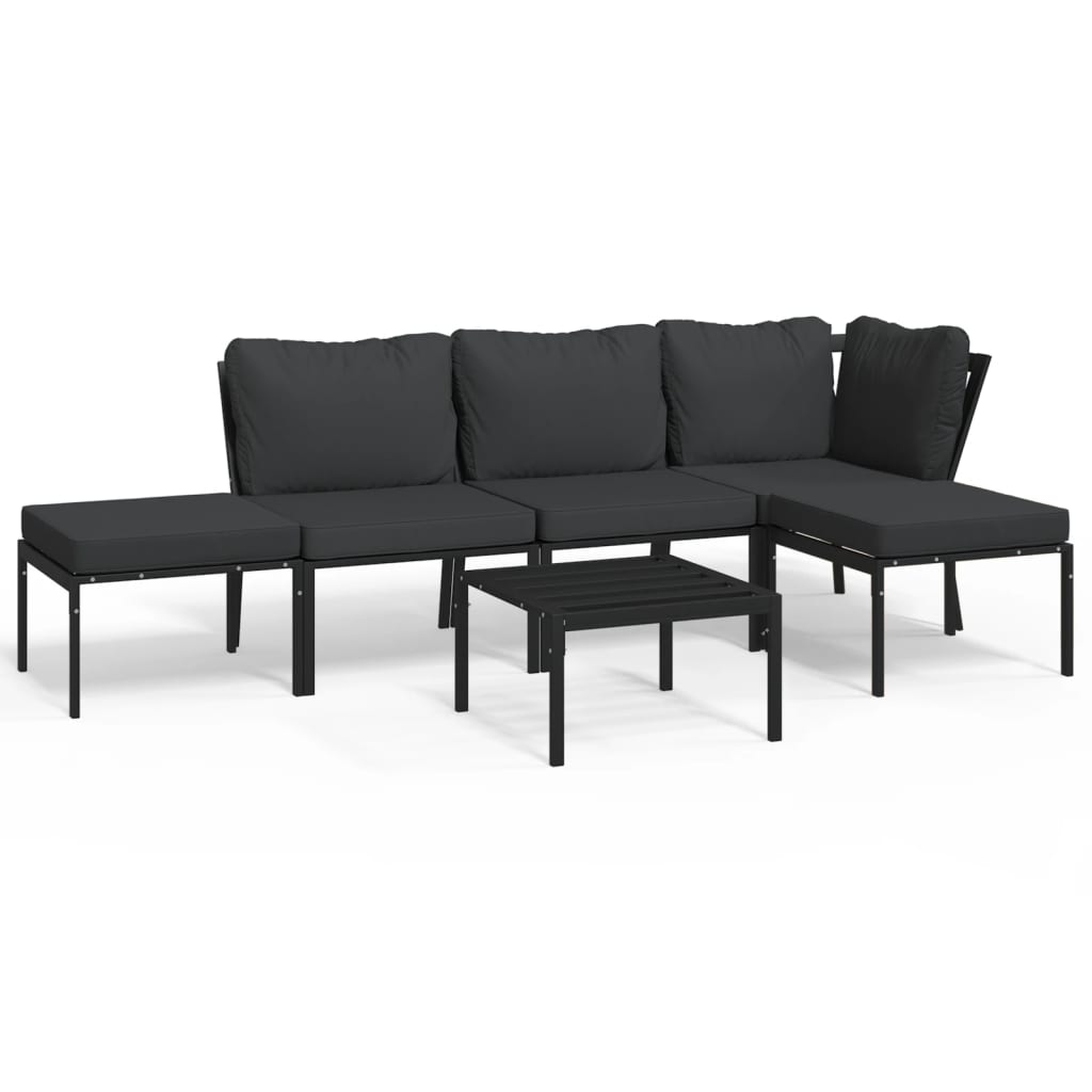 6-delige Loungeset met kussens staal grijs