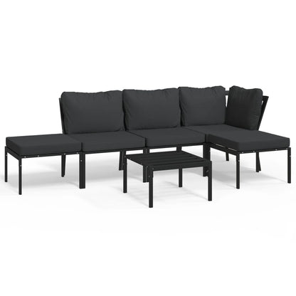 6-delige Loungeset met kussens staal grijs