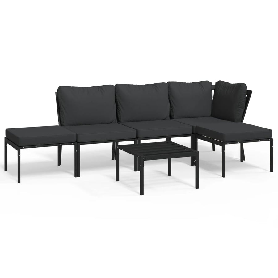 6-delige Loungeset met kussens staal grijs