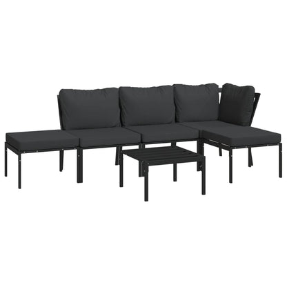 6-delige Loungeset met kussens staal grijs