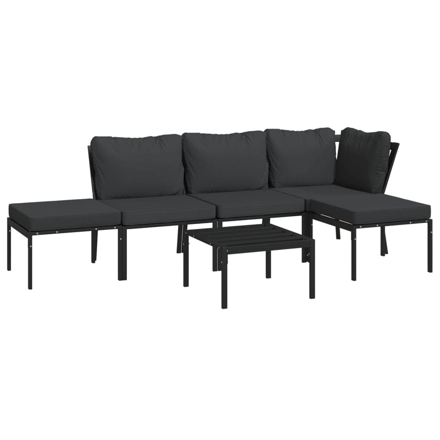 6-delige Loungeset met kussens staal grijs