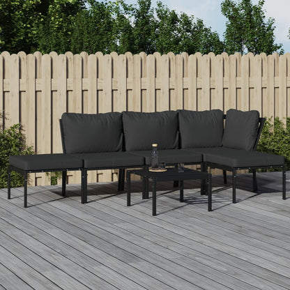 6-delige Loungeset met kussens staal grijs