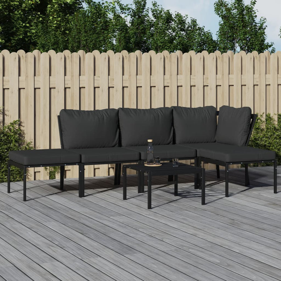6-delige Loungeset met kussens staal grijs