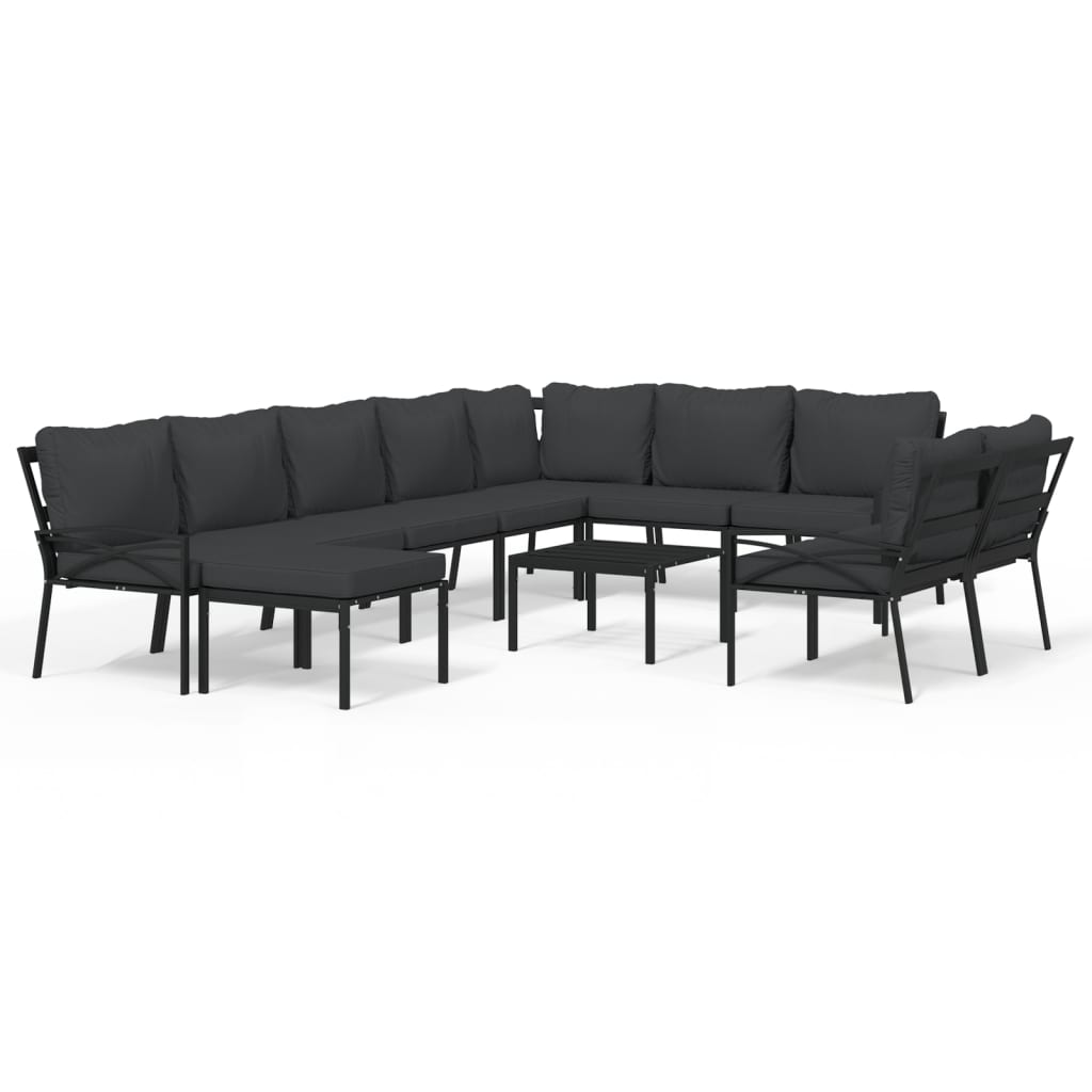 11-delige Loungeset met kussens staal grijs
