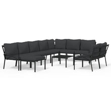 11-delige Loungeset met kussens staal grijs