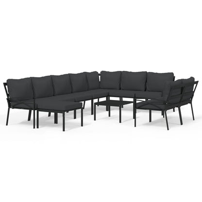 11-delige Loungeset met kussens staal grijs