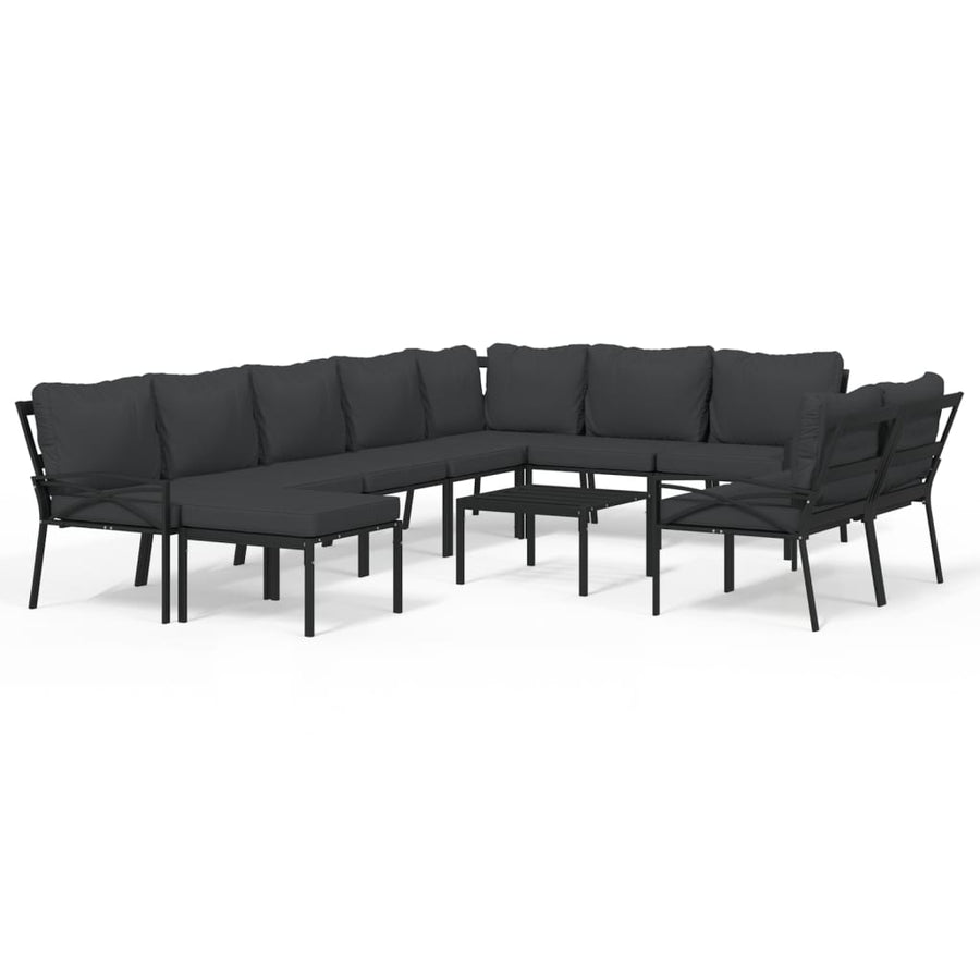 11-delige Loungeset met kussens staal grijs