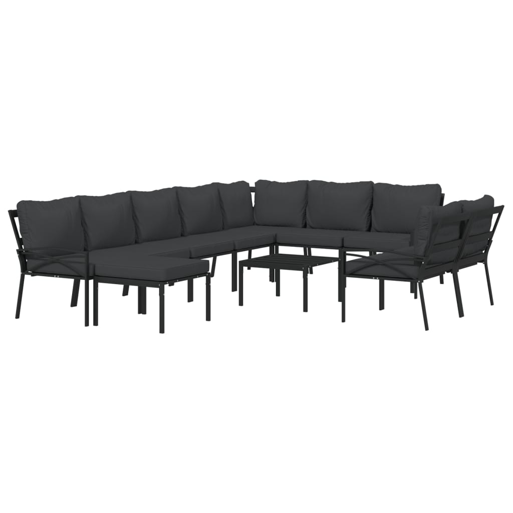 11-delige Loungeset met kussens staal grijs