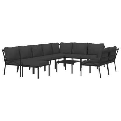 11-delige Loungeset met kussens staal grijs