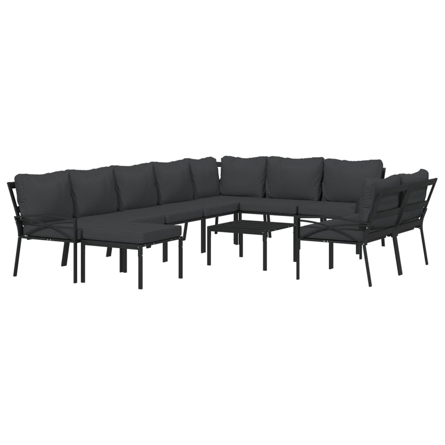 11-delige Loungeset met kussens staal grijs