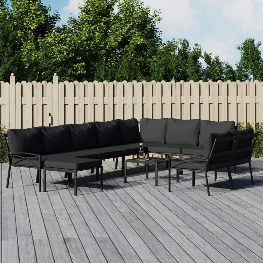 11-delige Loungeset met kussens staal grijs