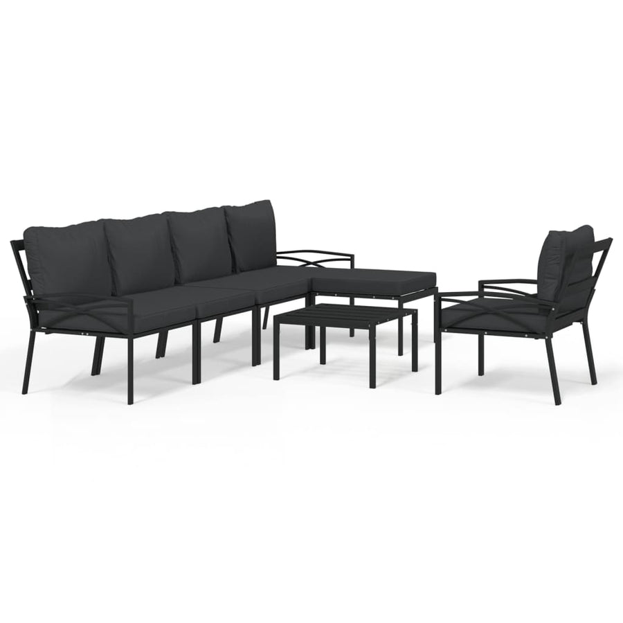 7-delige Loungeset met kussens staal grijs