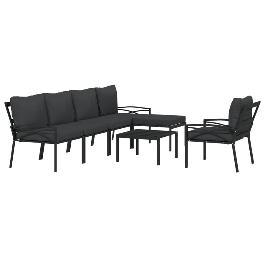 7-delige Loungeset met kussens staal grijs
