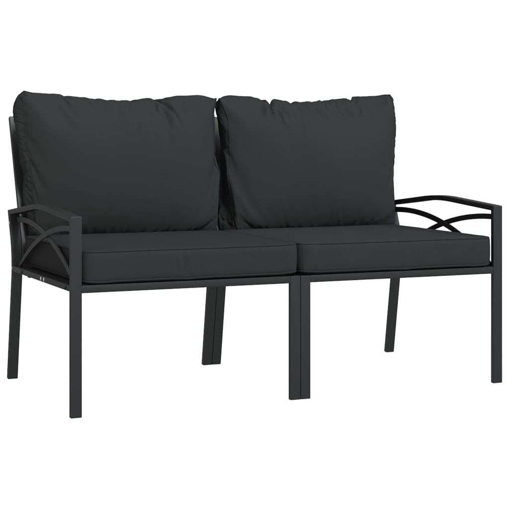 7-Delige Loungeset Met Kussens Staal Grijs 2x middle + 2x chair + armchair + 2x footrest
