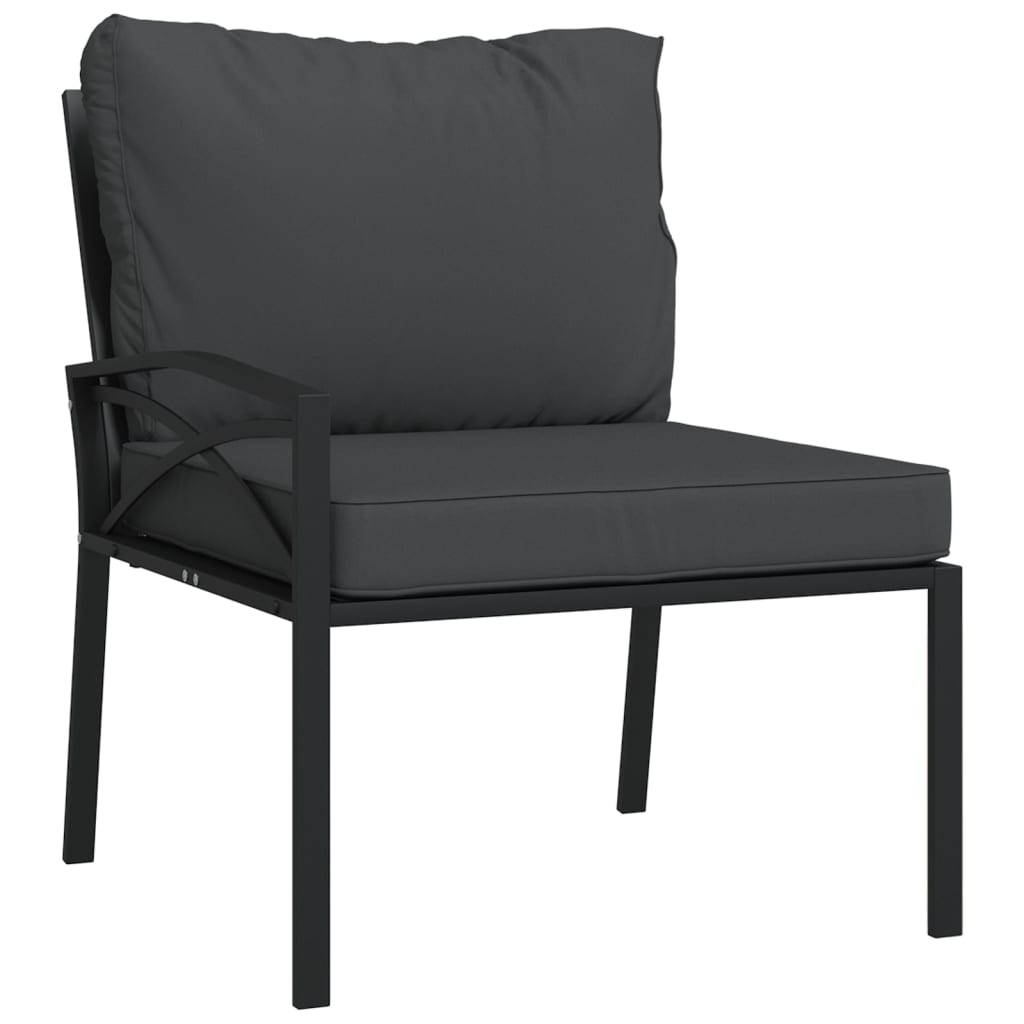 7-Delige Loungeset Met Kussens Staal Grijs 2x middle + 2x chair + armchair + 2x footrest
