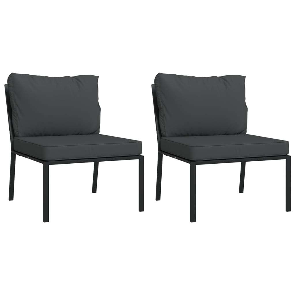 7-Delige Loungeset Met Kussens Staal Grijs 2x middle + 2x chair + armchair + 2x footrest
