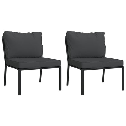 7-Delige Loungeset Met Kussens Staal Grijs 2x middle + 2x chair + armchair + 2x footrest