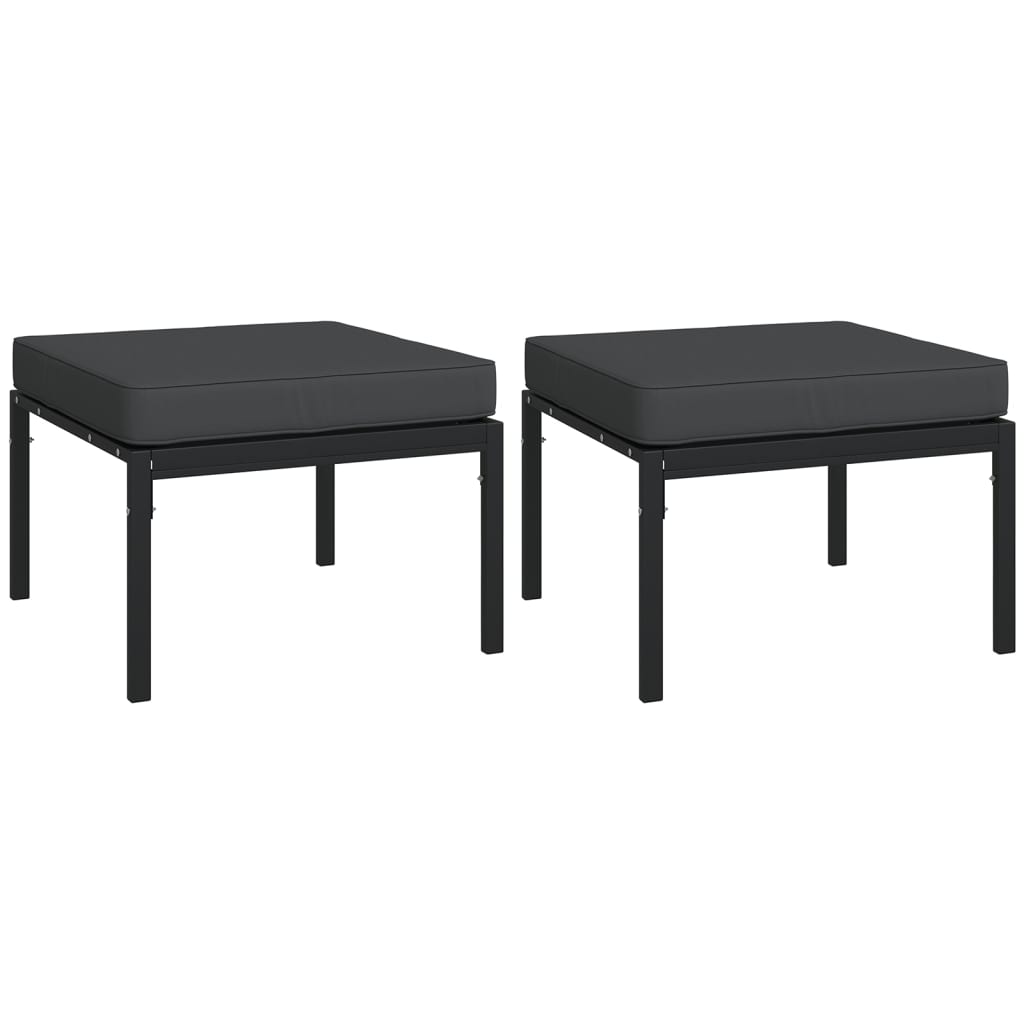 7-Delige Loungeset Met Kussens Staal Grijs 2x middle + 2x chair + armchair + 2x footrest