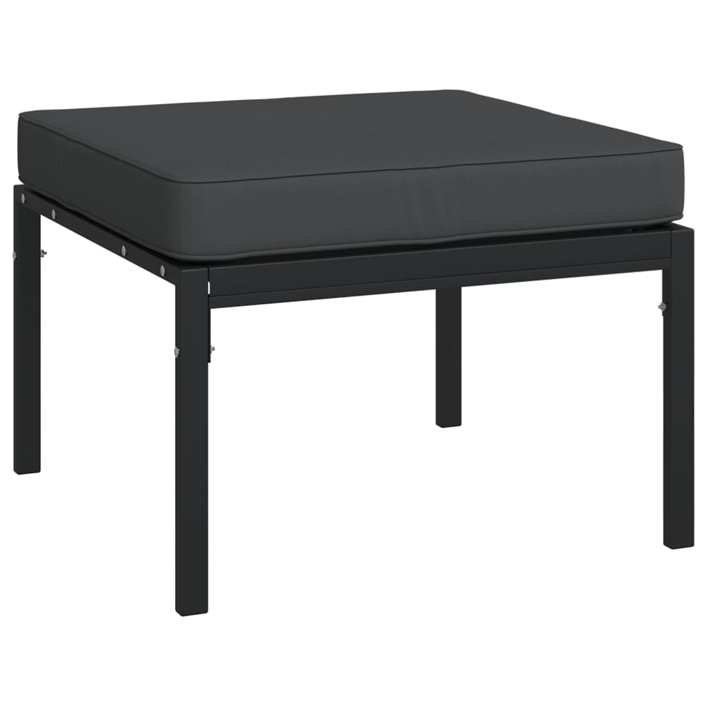 7-Delige Loungeset Met Kussens Staal Grijs 2x middle + 2x chair + armchair + 2x footrest