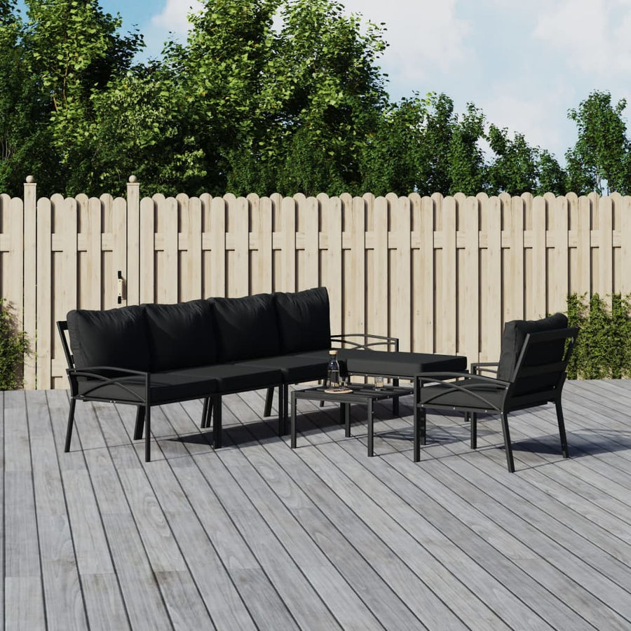 7-delige Loungeset met kussens staal grijs