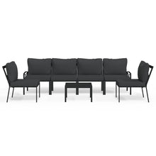 7-Delige Loungeset Met Kussens Staal Grijs 4x middle + 2x chair + table
