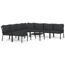 9-delige Loungeset met kussens staal grijs