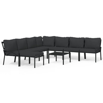 9-delige Loungeset met kussens staal grijs
