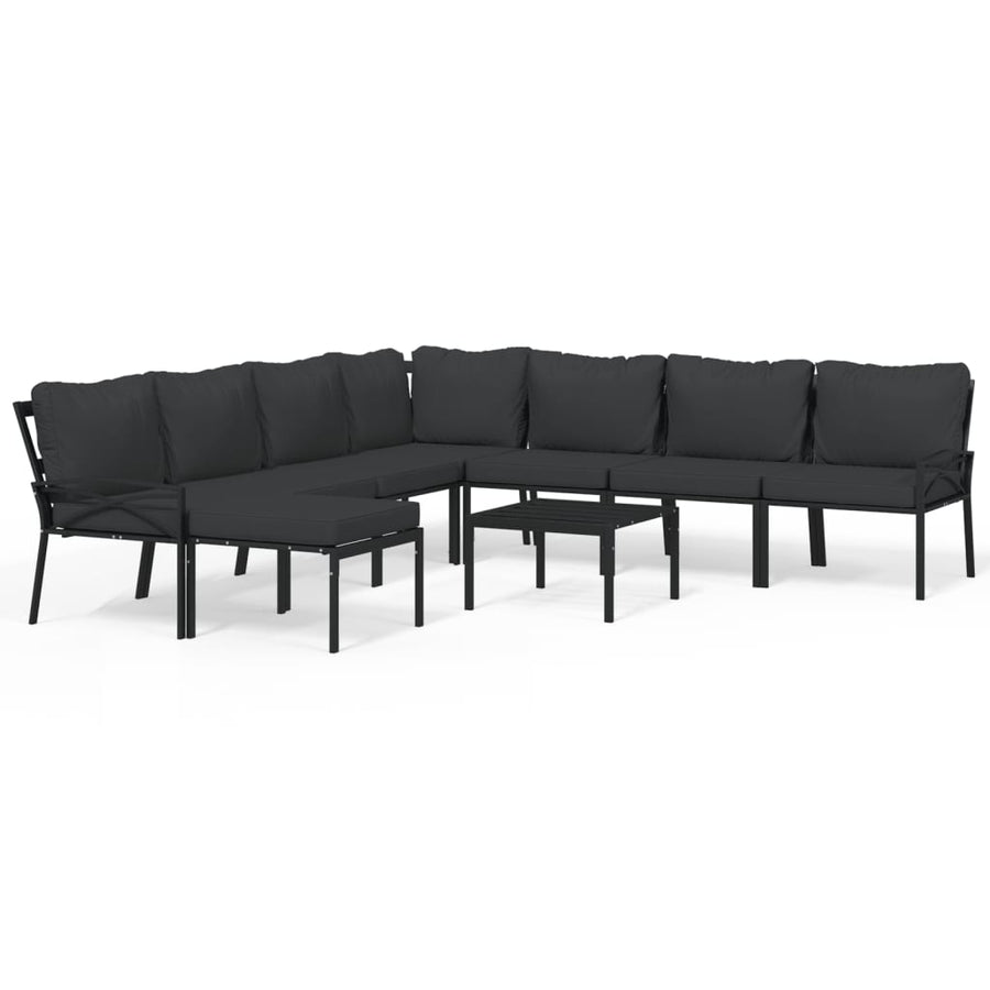 9-delige Loungeset met kussens staal grijs