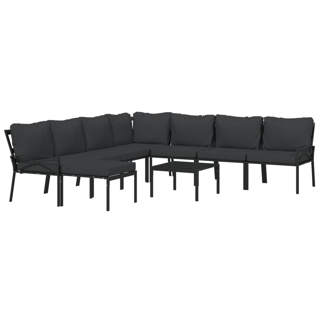 9-delige Loungeset met kussens staal grijs