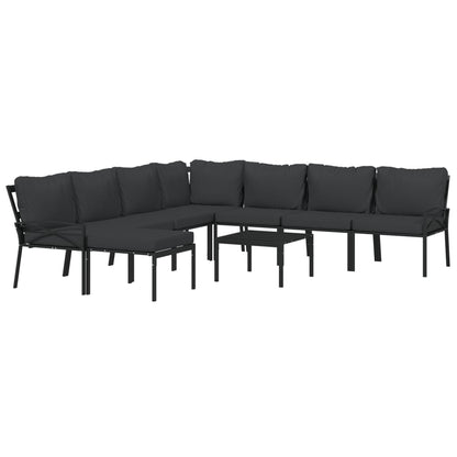 9-delige Loungeset met kussens staal grijs