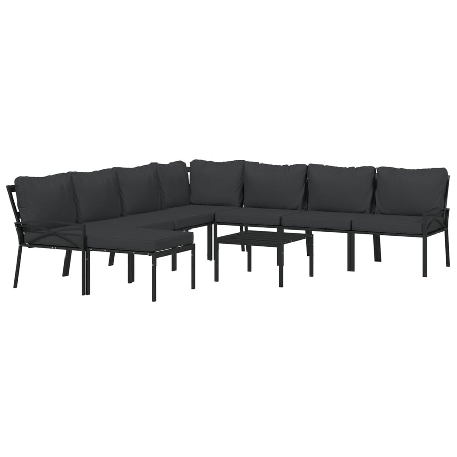 9-delige Loungeset met kussens staal grijs