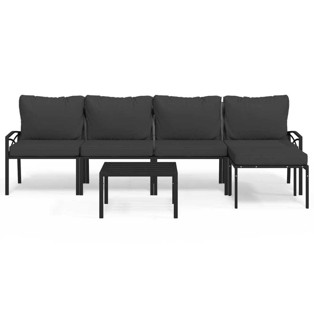 6-delige Loungeset met kussens staal grijs