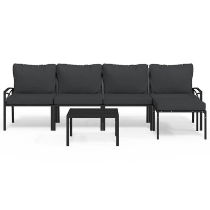 6-delige Loungeset met kussens staal grijs