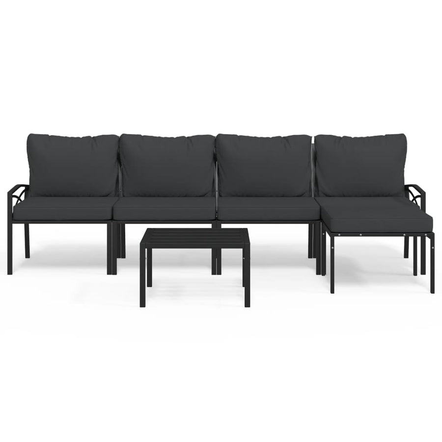 6-delige Loungeset met kussens staal grijs