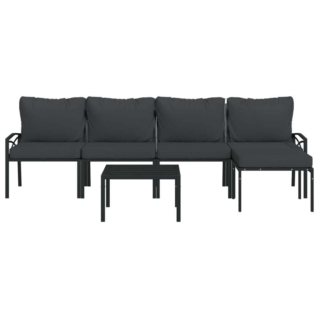 6-delige Loungeset met kussens staal grijs