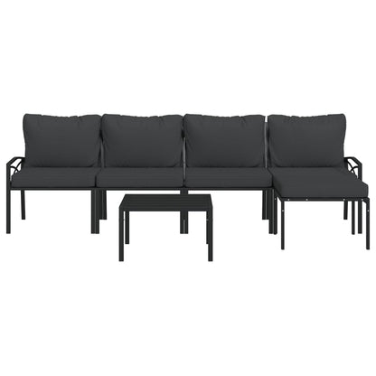 6-delige Loungeset met kussens staal grijs